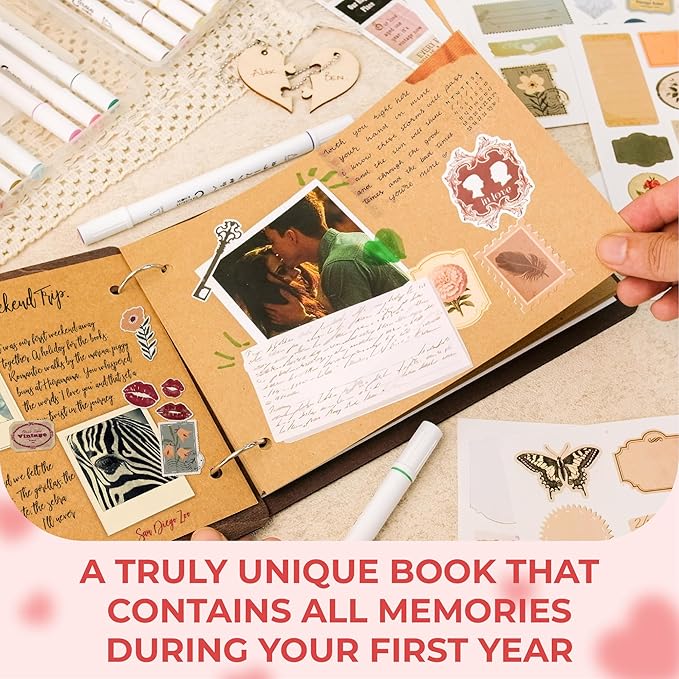 Stofinity 1 Year Anniversary Boyfriend Gifts - One Year Dating Gifts For Her Girlfriend, 1 Year Anniversary Scrapbook, 1st Wedding Gift