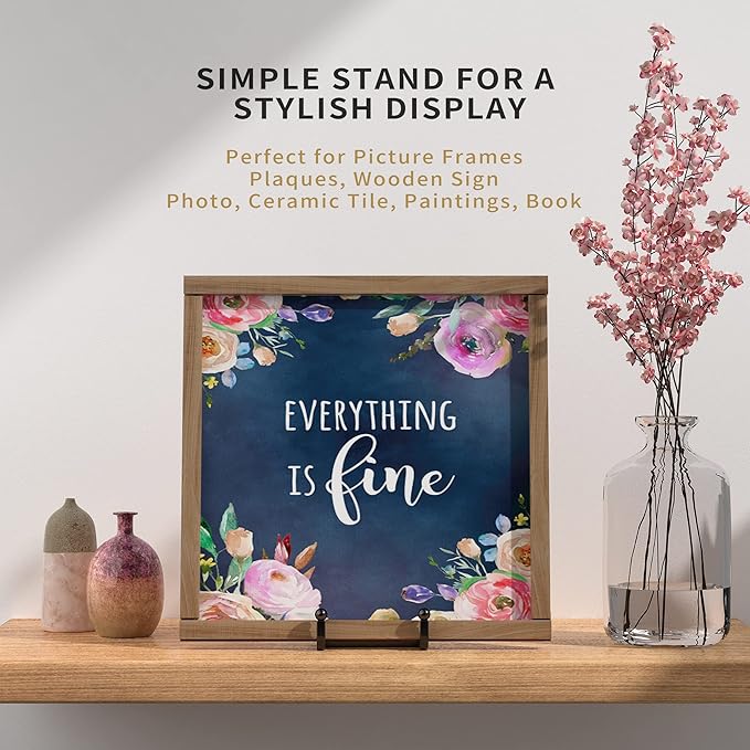 6 Inch Metal Square Picture Frame Easel Stands for Plates, Photos, Decor (Black, 2 Pack)