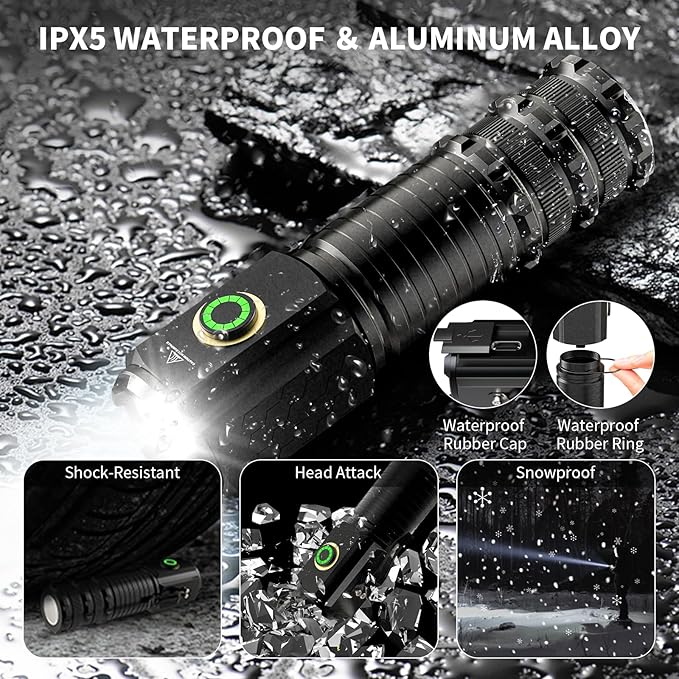 Wind&Moon Mini Flashlight High Lumens Rechargeable, Super Bright Pocket Flashlights,Tactical EDC Light with Magnetic, 5 Modes,USB-C,Compact for Home,Car,Outdoor,Hiking, Emergency