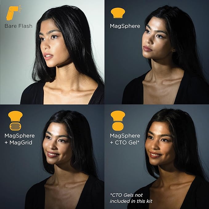 MagMod Starter Flash Diffuser Kit 2, Magnetic Flash Modifier Set for On- and Off-Camera Photography, Includes MagGrip 2, MagGrid 2 and MagSphere 2, Compatible with 99% of All Speedlites