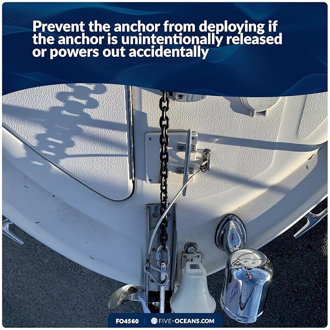 Five Oceans 12-Inch Anchor Safety Straps, Heavy Duty 7x19 PVC Coated Stainless Steel 6mm Wire Rope, Includes 5/16-Inch Carabiner Snap Hook and 5/16-Inch U-Bolt - FO4560