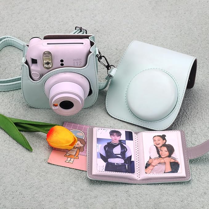 Frankmate Protective Case Compatible with Fujifilm Instax Mini 12 11 9 8 Instant Film Camera with Accessory Pocket and Adjustable Strap