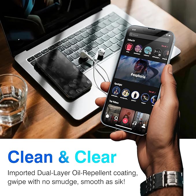 EZ-GLAZ- 4 Pack for iPhone 14 Plus Screen Protector [6.7"] With 2 Pack Camera Lens Protector, 9H+ Hardness 12FT Military Grade Shatterproof Scratch Resistant Durable Tempered Glass Film with Flawless Fit Kit, HD Clear