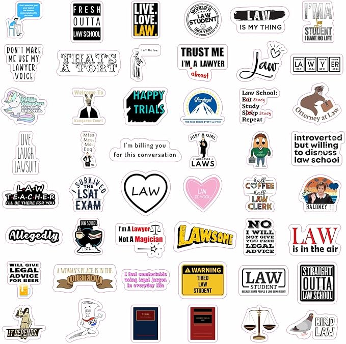 BulbaCraft 100 Pcs Law School Stickers, Lawyer Stickers, Law School Gifts, Gifts for Women & Men
