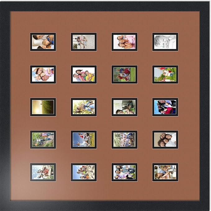 Art to Frames Double-Multimat-398-771/89-FRBW26079 Collage Photo Frame Double Mat with 20-2x3 Openings and Satin Black Frame