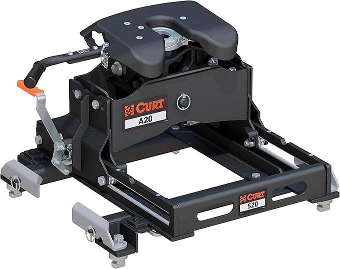 CURT 16698 A20 5th Wheel Slider Hitch, 20,000 lbs, Select Chevy Silverado, GMC Sierra 2500, 3500 HD, 6.5-Foot Bed Puck System