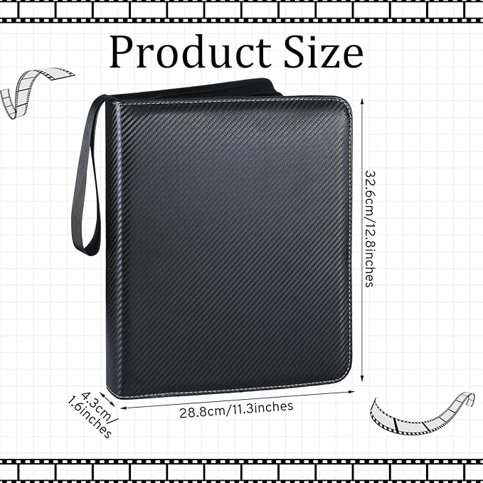Feifeiya 2 Pack Acid Free Film Protector Storage Box 3 Ring Film Negative Sleeves Binder Preservers Portfolio Folder for Artwork Leather Storage Zipper Binder Box for 120 and 135 35 mm Negative
