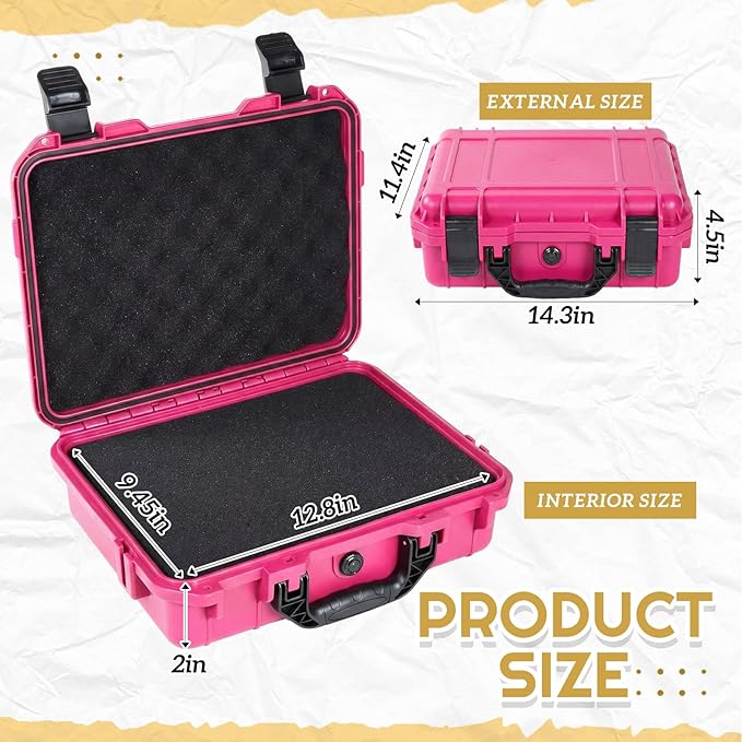 Relaxweex Rose 1 Pcs Waterproof Hard Case with DIY Customizable Foam Insert Portable Protective Case with Knife for Camera Drones Equipments Tools Test Instruments (14.3 x 11.4 x 4.5 Inch)
