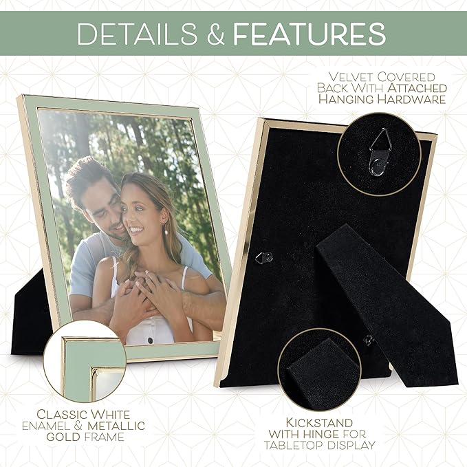 Sheffield Home Tabletop Picture Frame – Iron Enamel Decorative Display Frame for Home or Office, 4x6 Inch, Mint