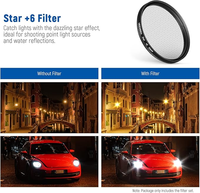 NEEWER 52mm ND + CPL + Star + 4 Graduated Color Filter Set with Phone Lens Clamp Compatible with iPhone 17 16 16e 15 14 Pro Max Plus Canon Nikon Sony Camera
