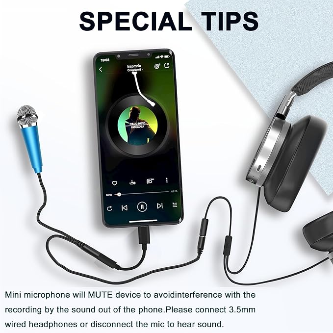 USB C Mini Microphone Karaoke, Portable ASMR Microphone for Android Phone/iPhone 15/Laptop/Mac, Wired Mic for Voice Recording, Singing, Interviews, Vlogs, YouTube, TIK Tok (Blue)