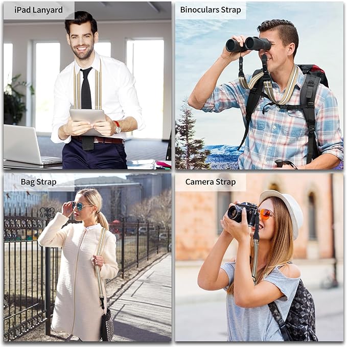 Adjustable Shoulder Strap, Comfortable for Camera Neck Lanyard iPad Strap iPad Strap for iPad, Camera, Binocular, Crossbody, Tablet, Laptop, Binocular, Luggage Bag(Brown & White A71)
