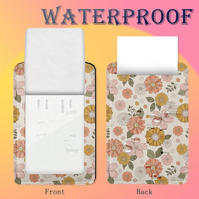Luggage Tags for suitcases,2 Pack Retro Groovy Boho Flower Luggage Tag,Leather Stainless Steel Loop Label Tag for Women Men Girls Travel Bag Suitcase