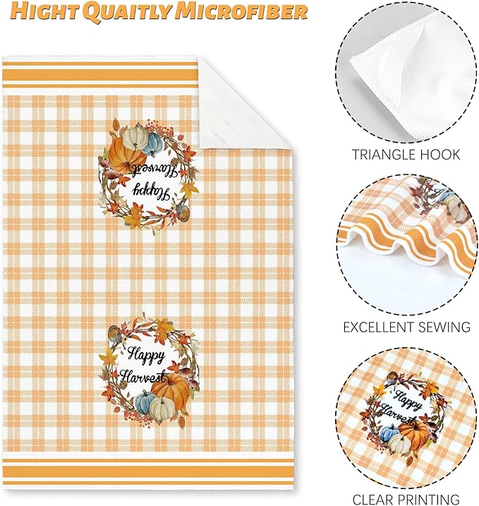 Niallant Thanksgiving Pumpkin Dish Towels - Funny Kitchen Tea Towels for Drying Dishes, Housewarming Gifts