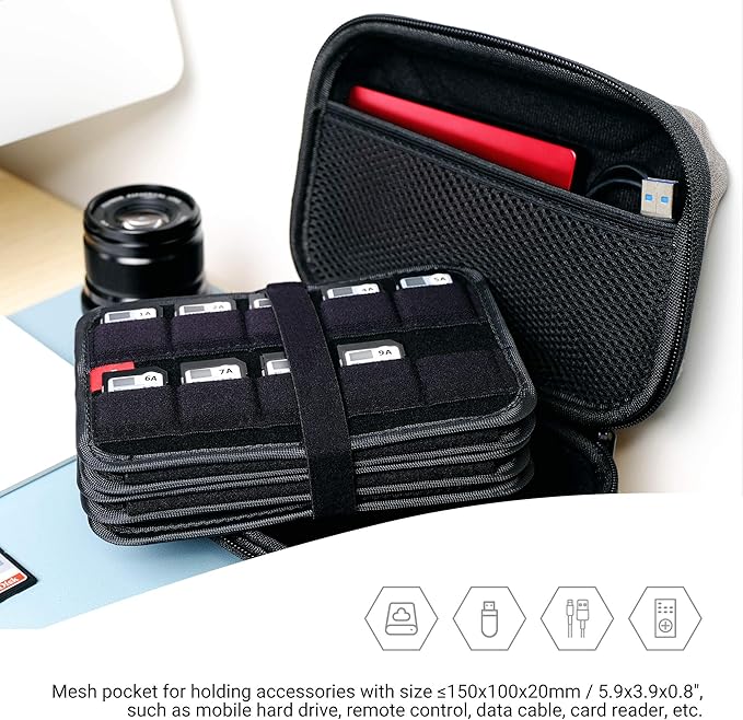 PROfezzion 100 Slot Shockproof Memory Card Case - Weather Resistant SD Card Holder for Nintendo Switch, PS Vita, CFexpress, SDXC, SDHC, with Detachable Case, Gray