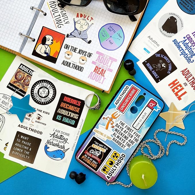 BulbaCraft 100Pcs Funny Adulting Stickers, Adulting is Hard Stickers, Funny Decals for Adults, Adult Reward Decals, Gifts for Women & Men