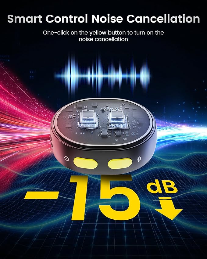 Wireless Lavalier Microphone for iPhone 15/16/17 & Android, Mini Microphone with 48kHz 24Bit, Hi-Fi Audio, AI Noise Cancelling, Mini Mics for Vlogging, Video Recording, TikTok, YouTube, Plug & Play