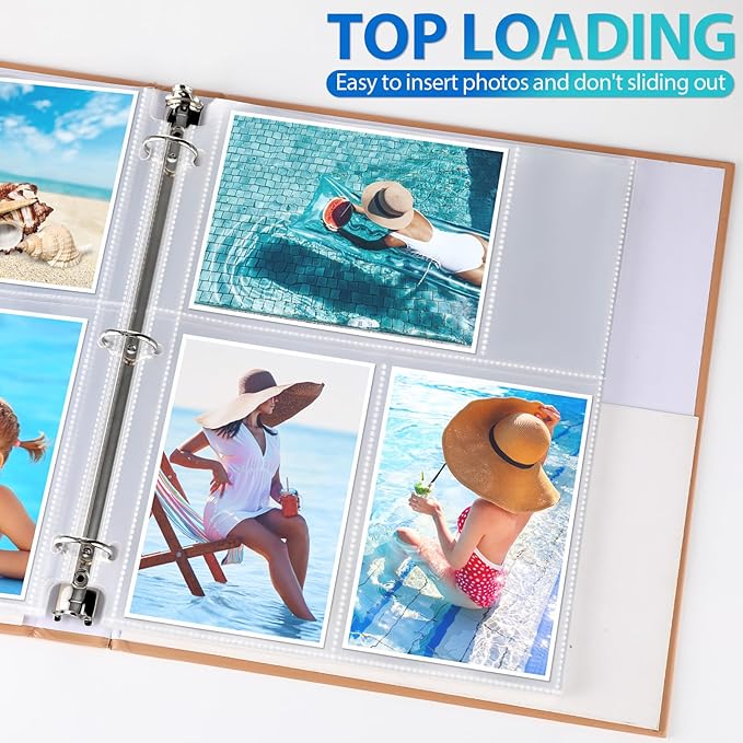 Feifeiya 150 Pack 4 x 6 Photo Sleeves for 3 Ring Binder(for 600 Pictures) archival Photo Page Protectors Holds Clear Plastic Refill Pages Plastic Album Refill Pages