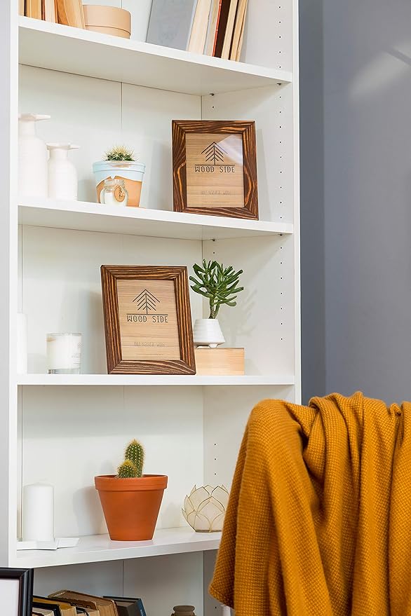 Rustic Wooden Picture Frame 4x6 Inch - Set of 2-100% Natural Eco Barn Wood with Real Glass - Made for Wall Hanging and Tabletop Display - Honey Brown