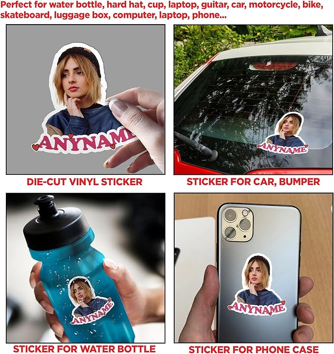 Custom Sticker Personalized Stickers with Image Picture Customized Your Own Photo Die Cut Waterproof Vinyl Sticker for Laptop Water Bottle Phone Case Merchandise Decor Decal Gift (Color Name Photo)