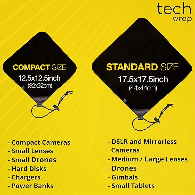 The Tech Wrap 2 x Camera Protective Wrap - Camera Wraps Lens Protector - Camera Travel Accessories - Camera Pouch DSLR Sleeve Case