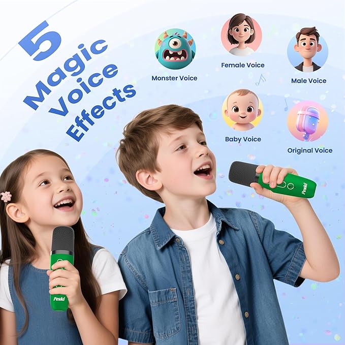 Karaoke Machine for Kids Adults, Portable Bluetooth Speaker with 2 Wireless Karaoke Microphones Player, 2026 TOP Birthday for Girls Boys 3,4,5,6,7,8+Year Old Toddler Toys(Dark Green)