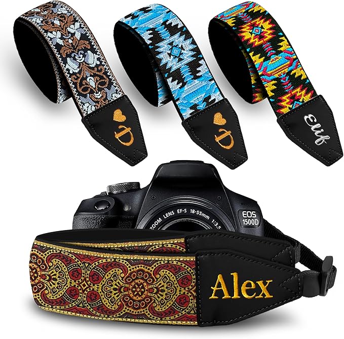 Art Tribute Camera Strap for All DSLR and Mirrorless Cameras. Add Your Name Or Initials Make It a Personalized Gift
