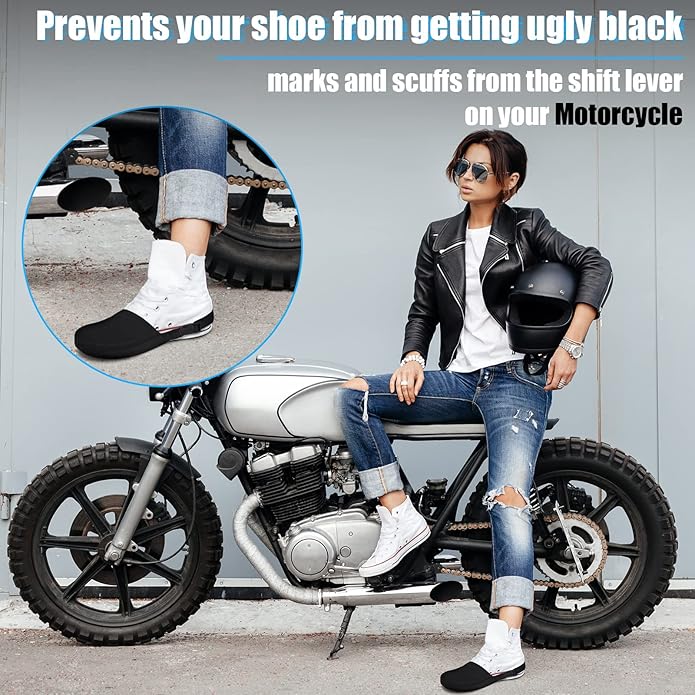 Tallew 2 Pack Motorcycle Shoe Protector - Shifter Cover & Boot Protector for Men & Women, Black