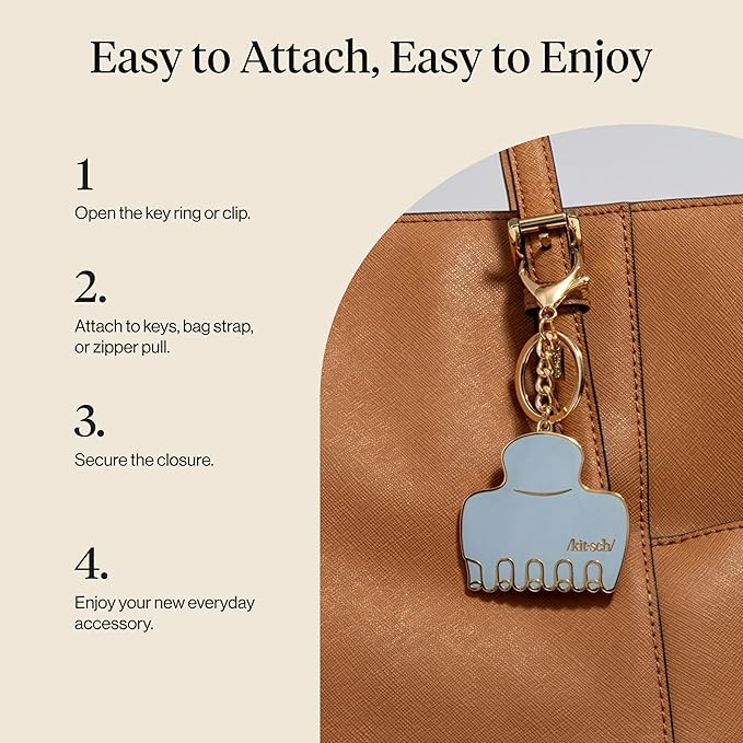Kitsch Cute Keychain For Car Keys- Bag Charm for Handbags | Premium Zinc Alloy, Enamel Paint | Durable, Lightweight, Stylish Kawaii Keychain Charm, Teen Girl Gifts Trendy Stuff- Hair Clip in Haze Blue