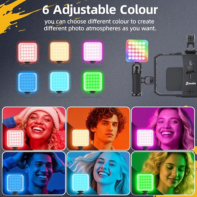 Zeadio All-in-One Phone Video Vlogging Kit, Versatile Rig Cage with RGB Light, Mic, Arca Ball Head Tripod - Perfect for Recording/YouTube/Live Streams/Tabletop Filming/Content Creation/Travel etc