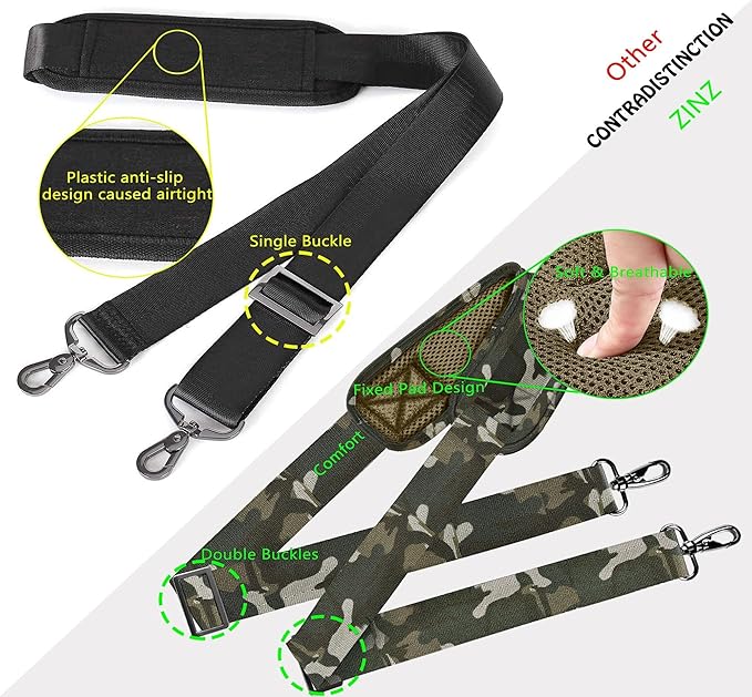 ZINZ Shoulder Strap 58" Ultra-Thick Fixed Padded and Adjustable Buckles Crossbody Strap for Briefcase Laptop Bag Luggage
