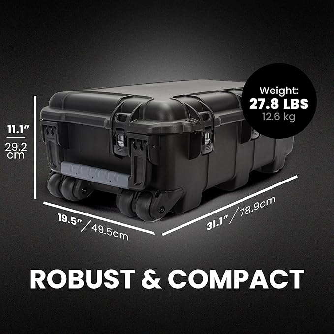NANUK 962 Pro Photo Kit– Waterproof Large Travel Camera Hard Case with Wheels, Padded Dividers & Retractable Handle, 31" x 20" x 11" –Impact-Resistant, Dustproof, Durable, Ideal for Heavy Loads –Black