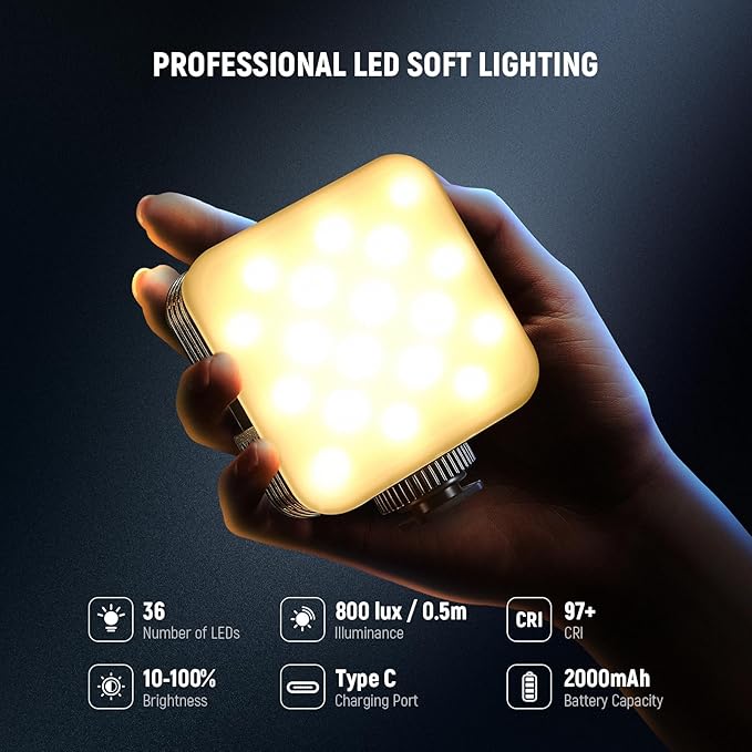 NEEWER LED Video Light,Portable Bi-Color 3200K~5600K Dimming Lights for Cameras, CRI 97+, 8 Scene Modes, 2000mAh Rechargeable Battery for Gaming/YouTube/Vlog/Photography - NL-36AI