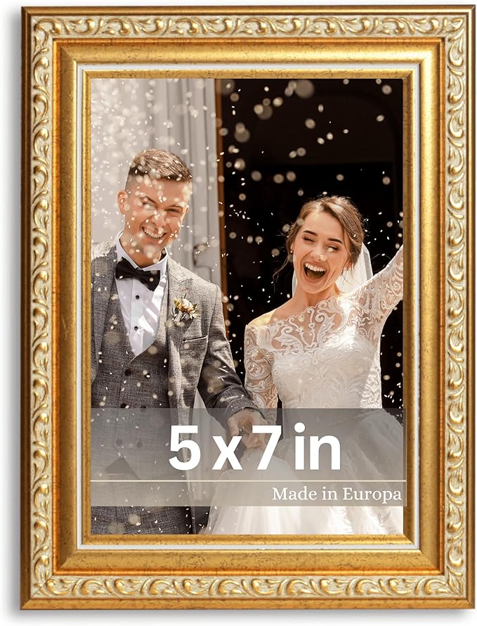 VictoR Picture Frame Chagall 5x7 Gold - Vintage Picture Frames with Shutterproof Acrylic Glass - 5 x 7 Photo Frame - Gold Picture Frames - Antique