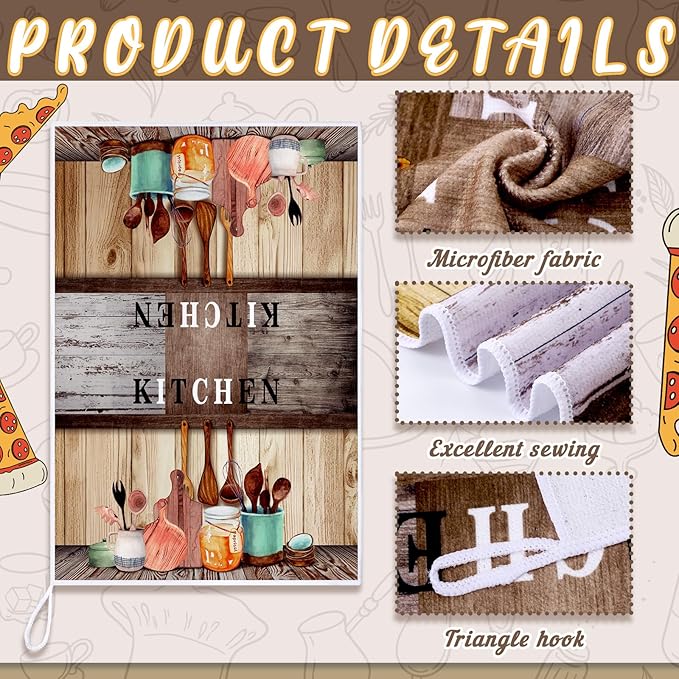 6 Pcs Funny Chef Kitchen Towels Pizza Food Dish Towers Chubby Uniformed Chef Design Christian Farmhouse Hand Clothscute for Kitchen Christmas Bathroom Decor Housewarming Gift