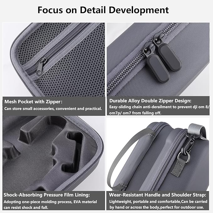 Carrying Case for DJI OM8 - Portable Storage Bag Travel Hardshell Case Fits DJI Osmo Mobile 8 Smartphone Gimbal Stabilizer and Accessories(Grey)