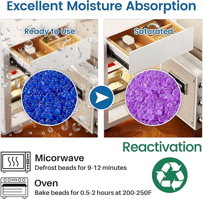 Premium Blue to Pink 3mm Silica Beads, Reusable Desiccant Bulk for 3D Filament, Electronics, Cameras, Jewelry, and Safes (Blue to Pink, 9 LBS)