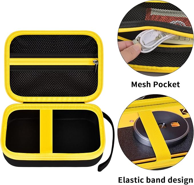 ANKHOH Print Camera Case for Kodak Mini Shot 3 Retro 4PASS Wireless Instant Camera & Photo Printer, Picture Printer Carrying Storage Bag Holder Fits for Kodak Mini 3 Retro (Black+Yellow) (Box Only)