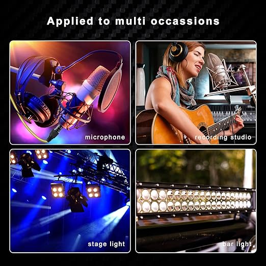 25ft XLR Cables - 10 Pack Microphone Cables, Gold-Plated Female to Male, 3-Pin, 10 Colors - Mixer, Recording Studio