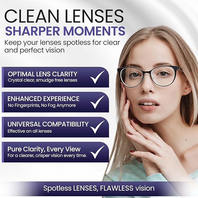ULTRAVUE Eyeglass Gel Lens Cleaner Spray Kit - 3 x 1oz Gel Eyeglasses Cleaner Spray Bottle + 2 Microfiber Cloth for Cleaning - Safe for All Lenses (AR Coated Included), Eyeglasses and Screens