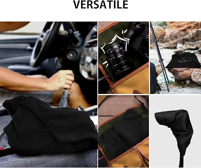 3pcs Pack Camera wrap, Protective Wrap, Magic Self-Adhesive Cloth, Anti-scratch Lens Camera Wrap, Folding, Washable, Lens pouches, Soft cloth with a sticky for camera Black