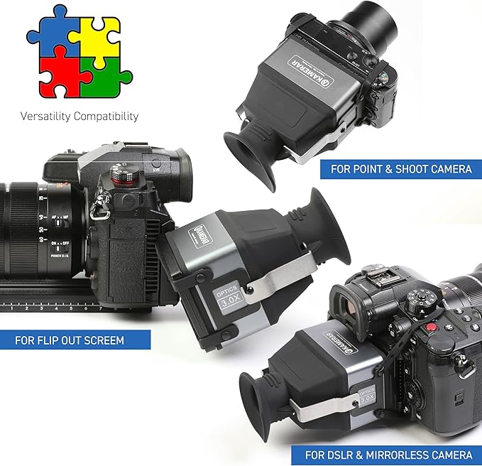 Kamerar CVF-2 LCD Viewfinder 3X Magnifier for 3.0" and 3.2" LCD Screen for Canon, Nikon, Pentax, Sony DSLR