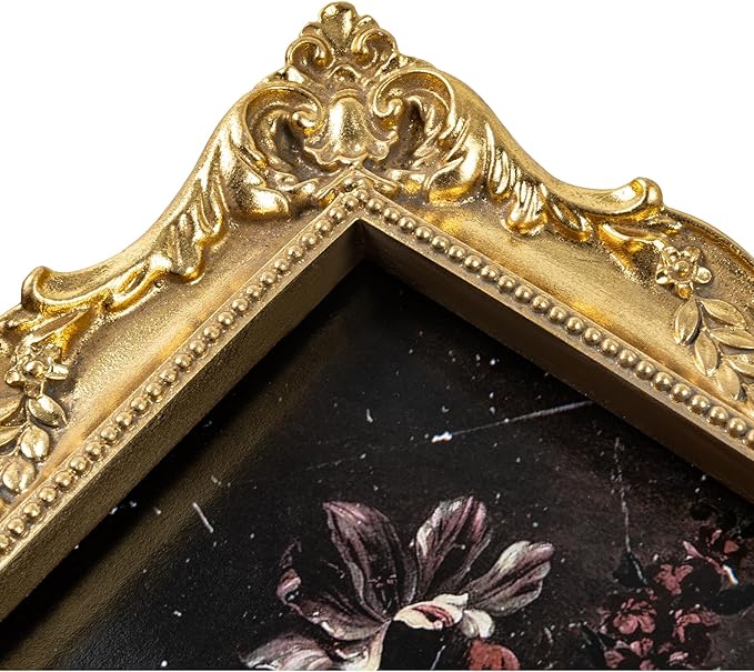 Vintage Gold 11x14 Picture Frame with Mat for 8x10 or 11x14 Photos, Real Glass, Ornate Baroque Gothic Victorian Frames for Wall Display
