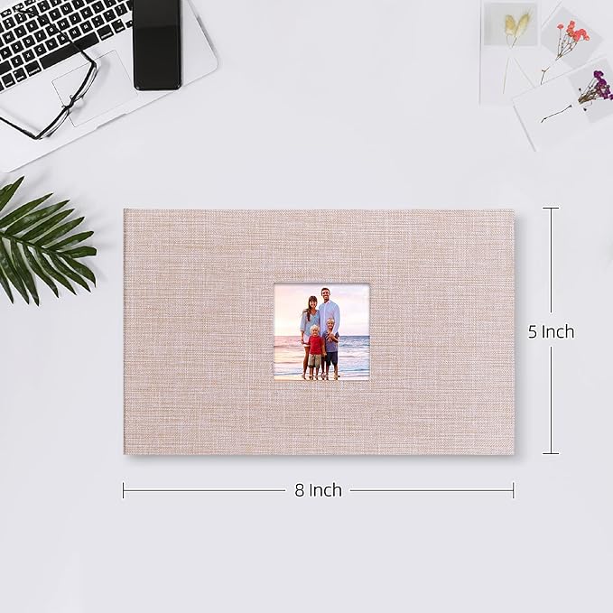 Mublalbum Small Photo Album 4x6 100 Photos Linen Cover Picture Book with Horizontal Pockets for Wedding Family Anniversary and Baby (Beige)