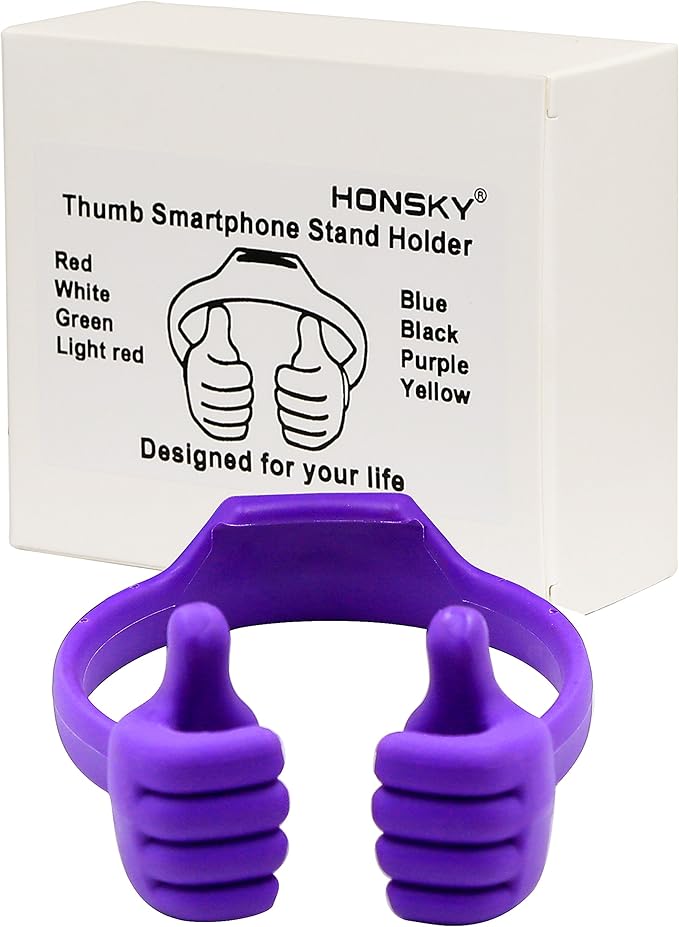 Honsky Thumbs-up Cell Phone Stand Holder, Tablet Stand Cradle for Desk Desktop Smartphone Cellphone Mobile Phone Tablets, Universal Adjustable Flexible, Purple