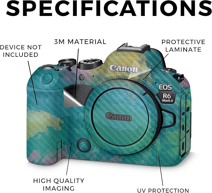 Carbon Fiber Camera Skin Compatible with Canon EOS R6 Mark II Camera (2022) - Watercolor Blue - Premium 3M Vinyl Protective Wrap Decal Cover - Easy to Apply | Crafted in The USA by MightySkins