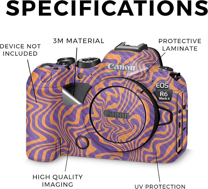 Carbon Fiber Camera Skin Compatible with Canon EOS R6 Mark II Camera (2022) - Jitter Zebra - Premium 3M Vinyl Protective Wrap Decal Cover - Easy to Apply | Crafted in The USA by MightySkins