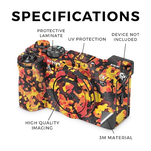 Glossy Glitter Camera Skin Compatible with Sony Alpha 7CR Camera (2023) - Warm Modern Camo - Premium 3M Vinyl Protective Wrap Decal Cover - Easy to Apply | Crafted in The USA by MightySkins