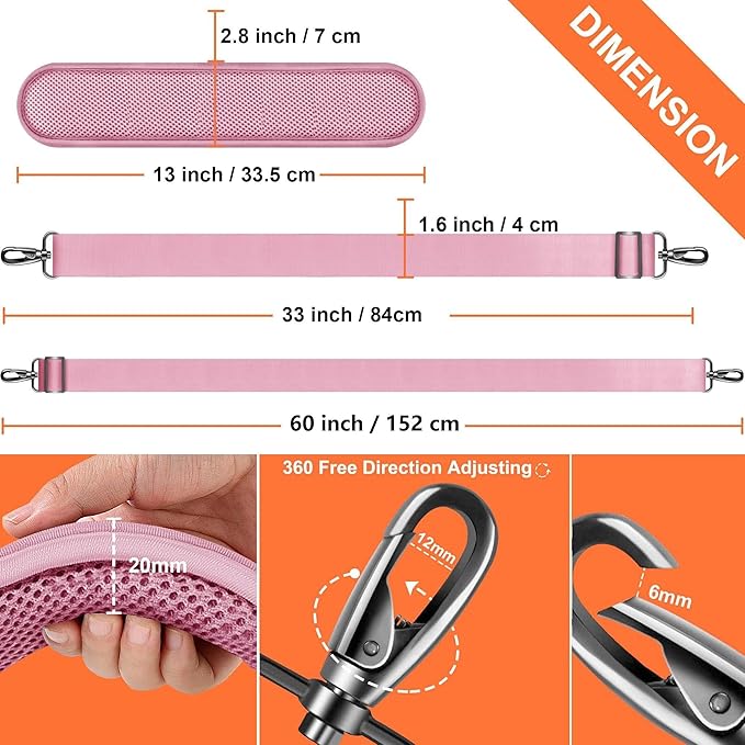 60 Inch Shoulder Strap, Ultra-Thick and Padded with Metal Swivel Hooks for Laptop Messenger and Crossbody Canvas Bags