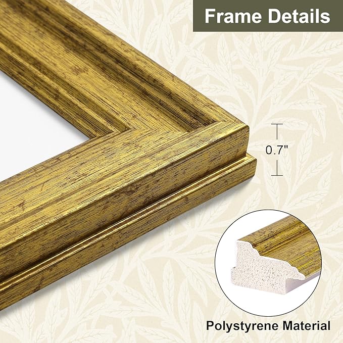 Vittanly 8x8 Picture Frame Set of 4, Vintage Photo Frame for Wall or Tabletop, Display 8x8 Pictures, Rustic Farmhouse Home Decor, Gold